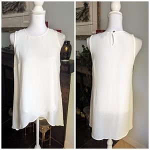 J.Jill Wearever Collection Tunic TankTop XS Cream Ivory Keyhole Back Layered 123